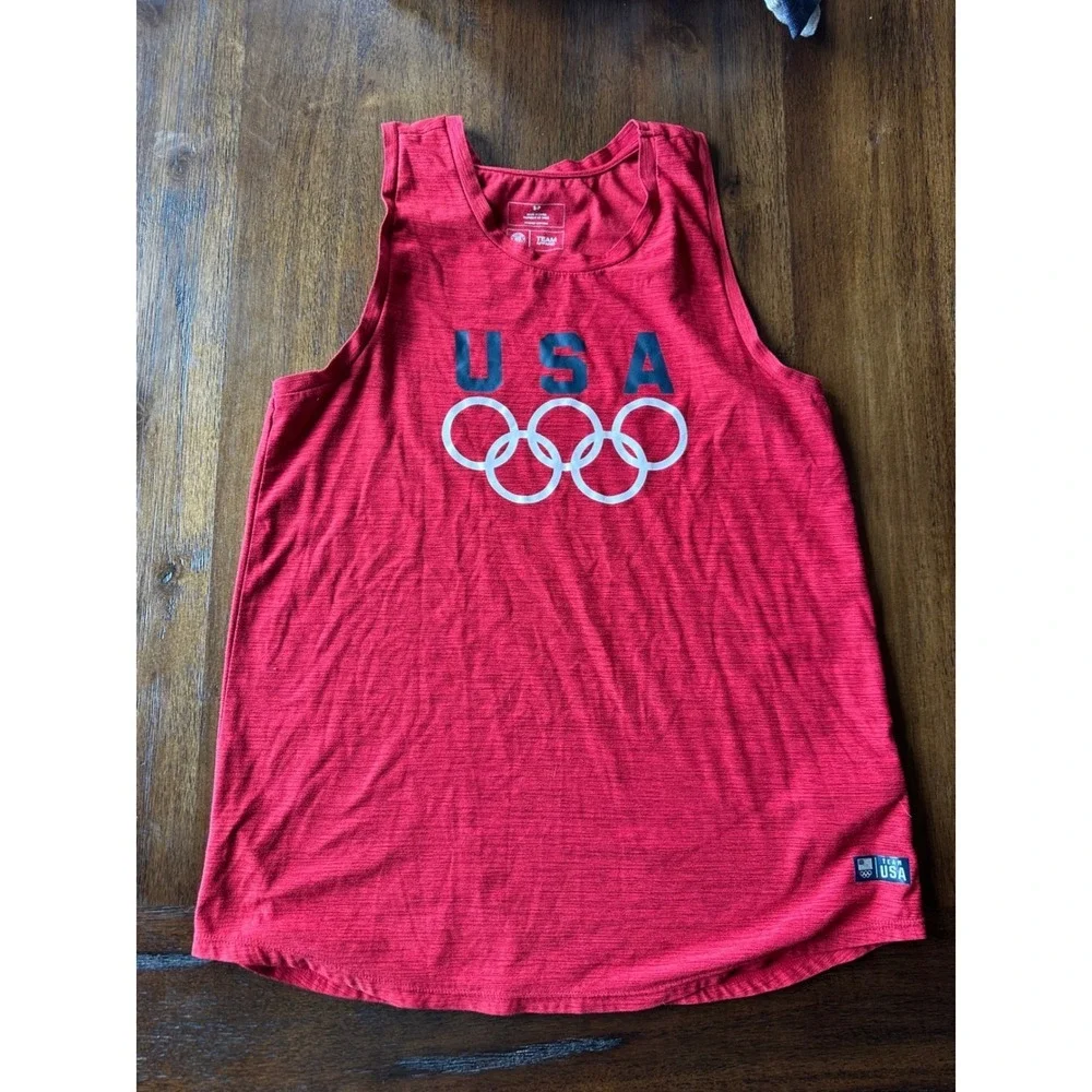 Team USA Olympics Red Tank Top Womens Small Olympic Rings Slub Knit Sleeveless
